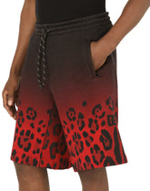 Jersey jogging shorts with leopard print -  | Dolce & Gabbana