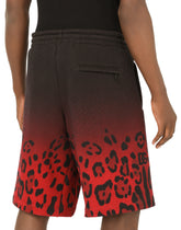 Jersey jogging shorts with leopard print -  | Dolce & Gabbana