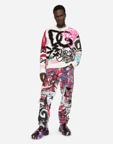 Inlaid wool and cashmere round-neck sweater -  | Dolce &amp; Gabbana