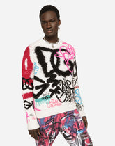 Inlaid wool and cashmere round-neck sweater -  | Dolce &amp; Gabbana