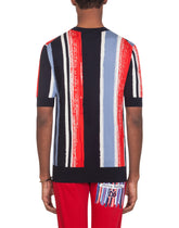 Round-neck silk sweater with intarsia and DG embroidery -  | Dolce &amp; Gabbana