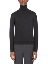 Wool turtle-neck sweater with DG embroidery -  | Dolce &amp; Gabbana