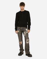 Grandad neck top in virgin wool -  | Dolce & Gabbana