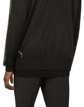 Round-neck cotton sweater with mesh lining and embroidery -  | Dolce &amp; Gabbana