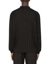Mixed knit polo-style sweatshirt with patch -  | Dolce & Gabbana