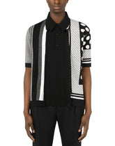 Jacquard polo shirt in a silk and cotton blend -  | Dolce &amp; Gabbana