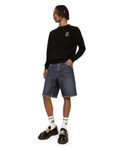 Crewneck wool sweater with embroidery -  | Dolce &amp; Gabbana