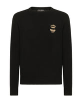 Crewneck wool sweater with embroidery -  | Dolce &amp; Gabbana