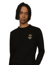 Crewneck wool sweater with embroidery -  | Dolce &amp; Gabbana