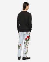 Wool round-neck sweater with embroidery -  | Dolce &amp; Gabbana