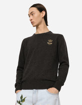 Wool round-neck sweater with embroidery -  | Dolce &amp; Gabbana