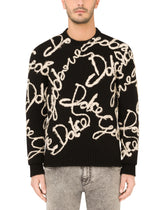 Cashmere round-neck sweater with Dolce&amp;Gabbana embroidery -  | Dolce &amp; Gabbana