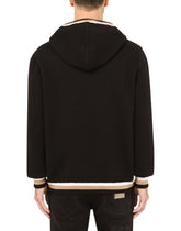 Hooded wool sweater with patch embellishment -  | Dolce & Gabbana