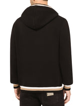 Hooded wool sweater with patch embellishment -  | Dolce & Gabbana