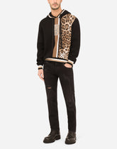 Hooded wool sweater with patch embellishment -  | Dolce & Gabbana