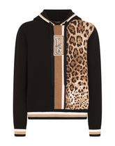 Hooded wool sweater with patch embellishment -  | Dolce & Gabbana
