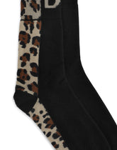 Stretch cotton socks with leopard-design jacquard and DG logo -  | Dolce & Gabbana
