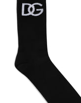Stretch cotton socks with jacquard DG logo -  | Dolce &amp; Gabbana