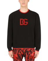 Jacquard round-neck sweater with DG logo -  | Dolce & Gabbana