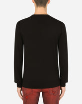 Round-neck wool sweater with intarsia -  | Dolce &amp; Gabbana