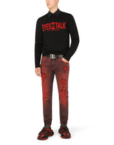 Round-neck wool sweater with intarsia -  | Dolce & Gabbana