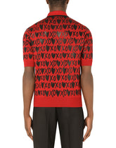 Short-sleeved silk jacquard polo-shirt with heart detailing -  | Dolce & Gabbana