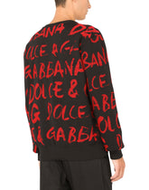 Round-neck jacquard sweater with Dolce&Gabbana detailing -  | Dolce & Gabbana