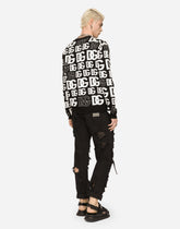 Silk jacquard round-neck sweater with DG logo -  | Dolce & Gabbana