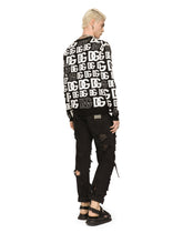 Silk jacquard round-neck sweater with DG logo -  | Dolce & Gabbana