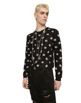 Wool and silk jacquard round-neck sweater with DG logo -  | Dolce &amp; Gabbana
