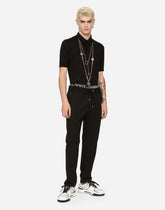 Silk jacquard polo-shirt with DG logo -  | Dolce &amp; Gabbana