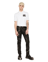Wool polo-shirt with DG logo inlay -  | Dolce & Gabbana