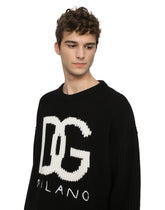 Cashmere round-neck sweater with DG logo inlay -  | Dolce & Gabbana