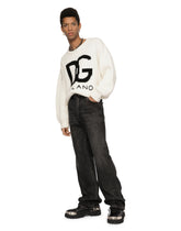 Cashmere round-neck sweater with DG logo inlay -  | Dolce & Gabbana