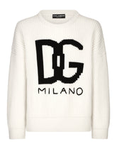 Cashmere round-neck sweater with DG logo inlay -  | Dolce & Gabbana