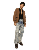 Wool fisherman’s rib cardigan with DG logo patch -  | Dolce &amp; Gabbana