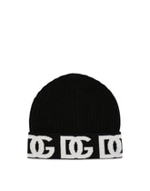 Knit cashmere jacquard hat with DG logo -  | Dolce &amp; Gabbana