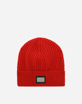 Knit hat with logo tag -  | Dolce &amp; Gabbana