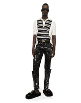 Mixed-yarn polo-shirt with DG patch -  | Dolce & Gabbana