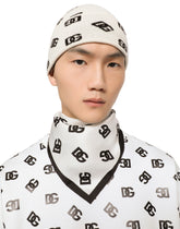 Knit cashmere and wool jacquard hat with DG detailing -  | Dolce & Gabbana