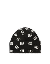 Knit cashmere and wool jacquard hat with DG detailing -  | Dolce & Gabbana