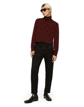 Wool turtle-neck sweater with flocked DG print -  | Dolce &amp; Gabbana