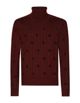 Wool turtle-neck sweater with flocked DG print -  | Dolce &amp; Gabbana