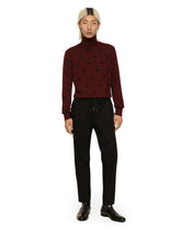 Wool turtle-neck sweater with flocked DG print -  | Dolce &amp; Gabbana