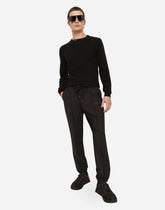 Stretch wool round-neck sweater with DG hardware -  | Dolce &amp; Gabbana