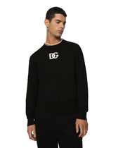 Wool round-neck sweater with DG logo inlay -  | Dolce &amp; Gabbana