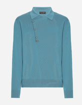 Wool polo-neck sweater with DG hardware -  | Dolce &amp; Gabbana