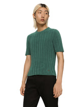 Ribbed round-neck sweater with DG hardware -  | Dolce & Gabbana