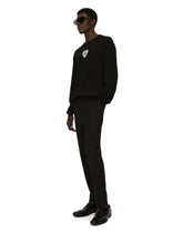 Silk round-neck sweater with DG logo embroidery -  | Dolce & Gabbana