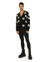 Wool inlay cardigan with DG Monogram detail -  | Dolce & Gabbana